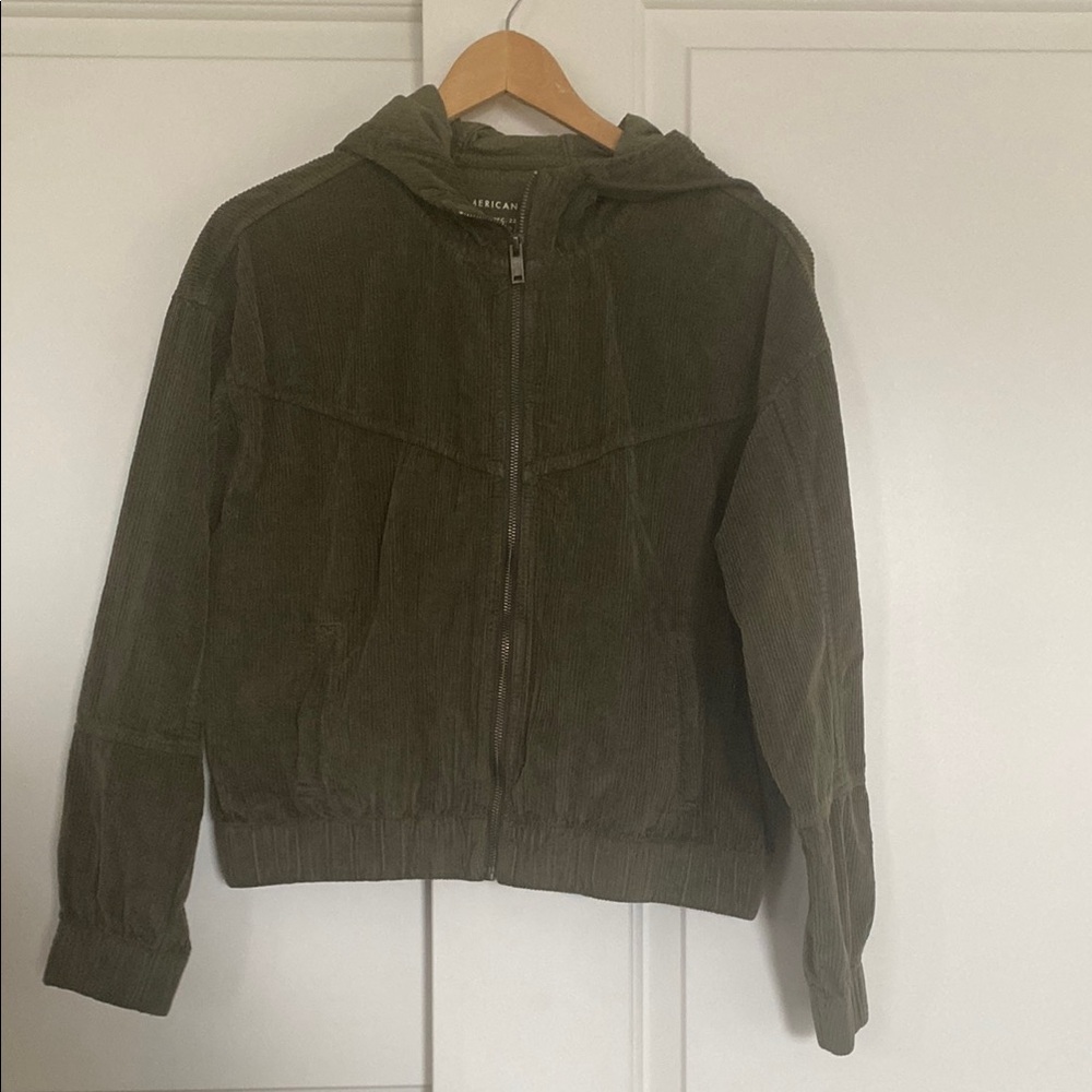 Green Corduroy Zip-Up Jacket
